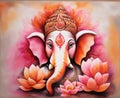 Illustration of Lord Ganesha, son of Shiva and Parvati, revered as the remover of obstacles, worshipped first in Hindu rites. Royalty Free Stock Photo