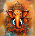 Illustration of Lord Ganesha, son of Shiva and Parvati, revered as the remover of obstacles, worshipped first in Hindu rites. Royalty Free Stock Photo