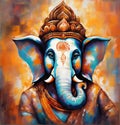 Illustration of Lord Ganesha, son of Shiva and Parvati, revered as the remover of obstacles, worshipped first in Hindu rites.