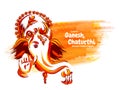 Illustration of Lord Ganpati with abstract background for Ganesh Chaturthi festival of India Royalty Free Stock Photo