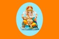 Illustration of Lord Ganpati background for Ganesh Chaturthi festival of India with message meaning My Lord Ganesha