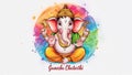 Illustration of Lord Ganpati or Ganesha on Ganesh Chaturthi festival of India. Generative Ai