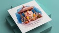 Illustration of Lord Ganpati or Ganesha on Ganesh Chaturthi festival of India. Generative Ai