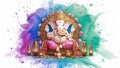 Illustration of Lord Ganpati or Ganesha on Ganesh Chaturthi festival of India. Generative Ai