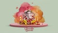 Illustration of Lord Ganpati or Ganesha on Ganesh Chaturthi festival of India. Generative Ai