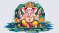 Illustration of Lord Ganpati or Ganesha on Ganesh Chaturthi festival of India. Generative Ai