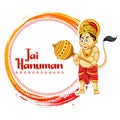 Lord Hanuman on abstract background for Hanuman Jayanti festival of India