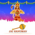 Lord Hanuman on abstract background for Hanuman Jayanti festival of India