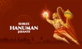 Lord Hanuman on abstract background for Hanuman Jayanti festival of India