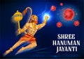 Lord Hanuman on abstract background for Hanuman Jayanti festival of India