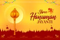 Lord Hanuman on religious background for Hanuman Jayanti festival of India