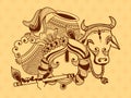 Illustration of Lord krishna, cow and dahi handi celebration in happy janmashtami festival of india Royalty Free Stock Photo