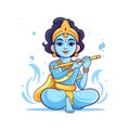 illustration of Lord Krishna in Happy Janmashtami festival of India. Generative Ai Royalty Free Stock Photo