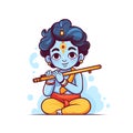 illustration of Lord Krishna in Happy Janmashtami festival of India. Generative Ai Royalty Free Stock Photo