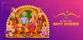 Lord Ram, Sita, Laxmana, Hanuman, Bharat and Shatrughna in Ram Darbar for Dussehra Navratri festival of India poster Royalty Free Stock Photo