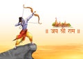 Lord Rama with bow arrow for Shree Ram Navami celebration background for religious holiday of India