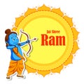 Lord Rama with bow arrow in Shree Ram Navami celebration background for religious holiday of India