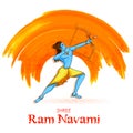 Lord Rama with bow arrow for Shree Ram Navami celebration background for religious holiday of India Royalty Free Stock Photo