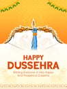 Lord Rama holding Bow and Arrow in Happy Dussehra festival of India background