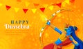 Illustration of Lord Rama killing Ravana in Navratri festival of India poster for Happy Dussehra.