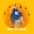 Illustration of lord Shiva on abstract background. Happy Maha Shivratri.