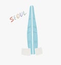 Illustration of Lotte World Tower - famous contemporary building in Seoul