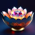 Illustration of Lotus in a bowl for Diwali festival. AI generated