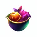 Illustration of a lotus flower in a bowl on white background Generative AI