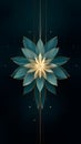 Illustration of lotus flower on dark background with golden line and elements. Royalty Free Stock Photo