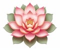 Illustration of a lotus flower image in pink and green, inspired by serene and peaceful landscapes and meditation. Generative AI