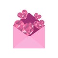 illustration of love coming out of the envelope. diamond love. isolated on white background and easy editable.