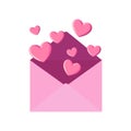 illustration of love coming out of the envelope. isolated on white background and easy editable.