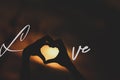 Illustration of Love with the silhouette of a heart made with hands Royalty Free Stock Photo