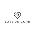 Illustration Love Unicorn logo template silhouette icon design template