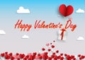 illustration of love and valentine day with heart baloon, gift and clouds Royalty Free Stock Photo