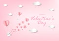 Illustration of love and valentine day with heart baloon, gift and clouds. Paper cut style. Vector illustration Royalty Free Stock Photo