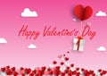 illustration of love and valentine day with heart baloon, gift and clouds Royalty Free Stock Photo