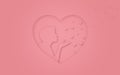 Illustration of love or valentine day. Pink heart with person kissing. Love is in the air