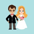 Illustration of lovely sweet couple wedding.