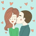 Illustration loving couples Valentine's Day