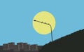 Illustration of low angle view of lamp post with birds