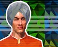 The illustration in the low polygon style - a portrait of a young sikh in a turban