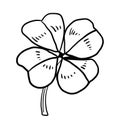 Illustration of lucky four-leaf clover or shamrock symbol of Irish saint Patrick's day celebration on a white isolated Royalty Free Stock Photo