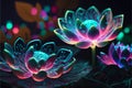 luminescent glow of lotuses in the lake