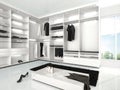 illustration of luxurious white wardrobe in a modern style