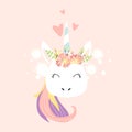 Unicorn cute illustration, card and shirt design Royalty Free Stock Photo