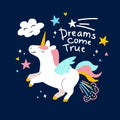 Unicorn cute illustration, card and shirt design Royalty Free Stock Photo