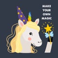 Unicorn cute illustration, card and shirt design Royalty Free Stock Photo