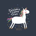 Unicorn cute illustration, card and shirt design Royalty Free Stock Photo