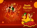 Illustration of maa durga and couple dancing with dandiya for on the celebration of happy navratri. translation in english durga Royalty Free Stock Photo